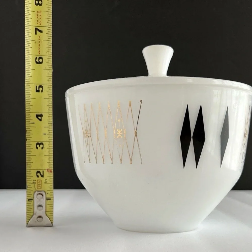 Federal Glass Vintage 70's BLACK DIAMOND 1 1/2 Quart Casserole‎ Bowl w Lid GUC